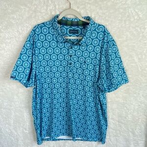 William Murray Golf Polo Men’s XL Turquoise Sandy Tiles Stretch Moisture Wicking